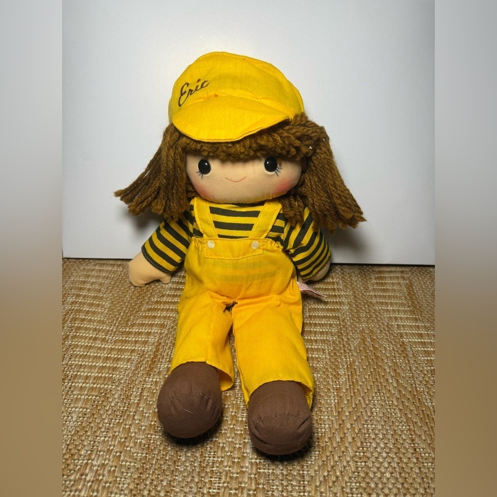 Vintage Kamar Eric Doll, Yellow Bumble Bee Outfit w/ Brown Hair,Rag Doll